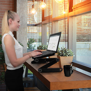 Adjustable Aluminum Laptop Desk Stand with Mouse Pad