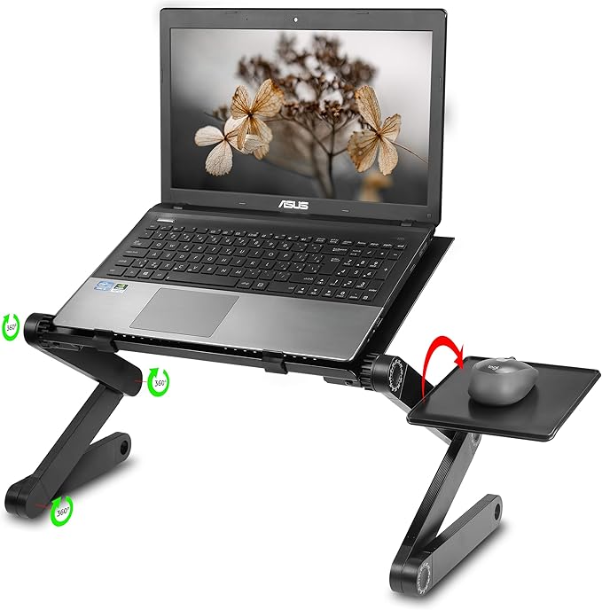 Adjustable Aluminum Laptop Desk Stand with Mouse Pad