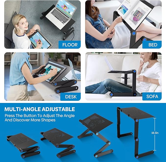 Adjustable Aluminum Laptop Desk Stand with Mouse Pad