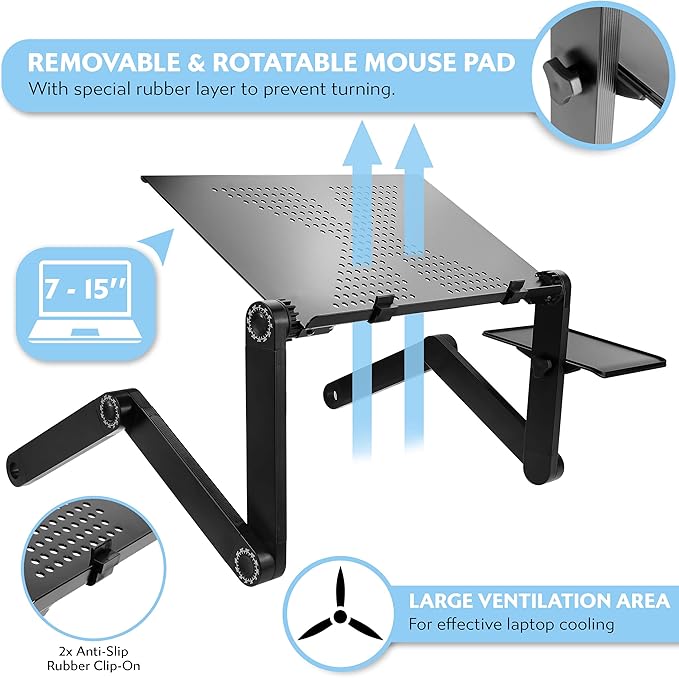 Adjustable Aluminum Laptop Desk Stand with Mouse Pad