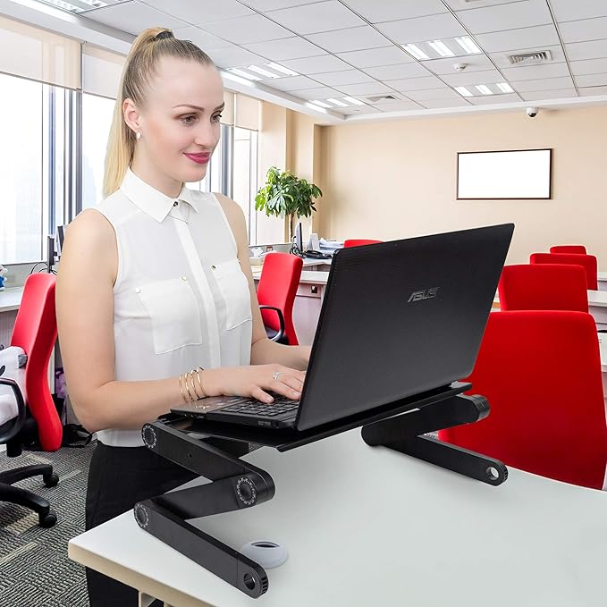 Adjustable Aluminum Laptop Desk Stand with Mouse Pad
