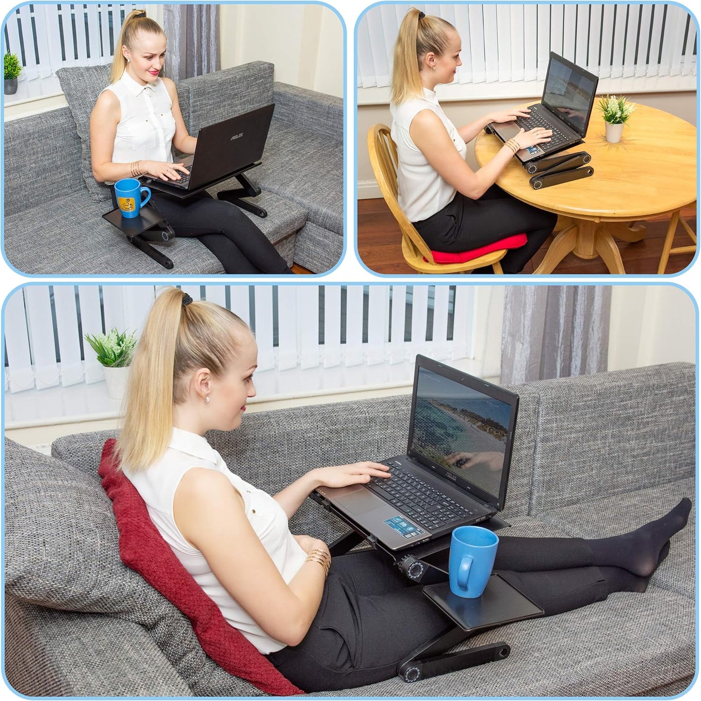 Adjustable Aluminum Laptop Desk Stand with Mouse Pad