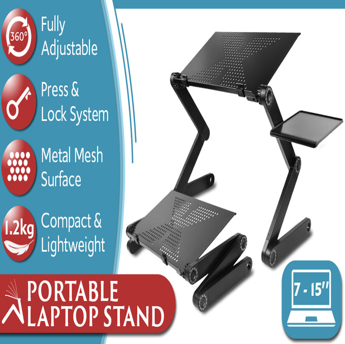 Adjustable Aluminum Laptop Desk Stand with Mouse Pad