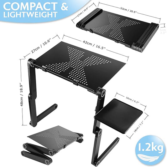 Adjustable Aluminum Laptop Desk Stand with Mouse Pad